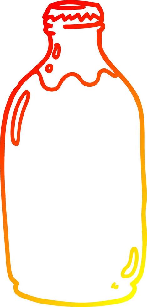 warm gradient line drawing cartoon milk bottle vector