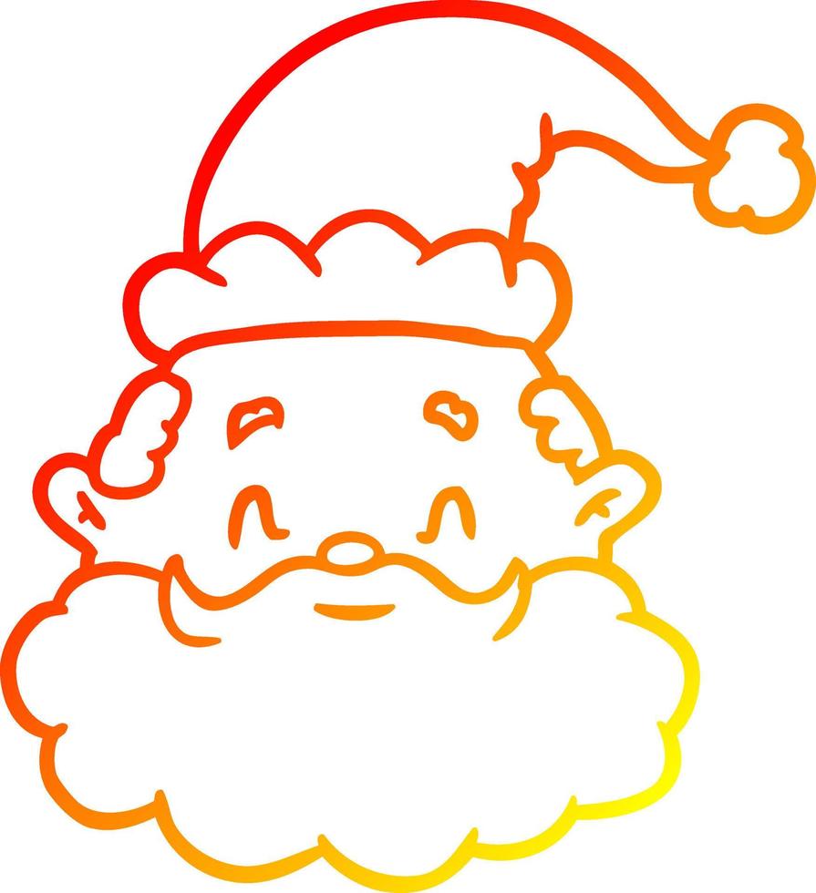 warm gradient line drawing santa claus face vector