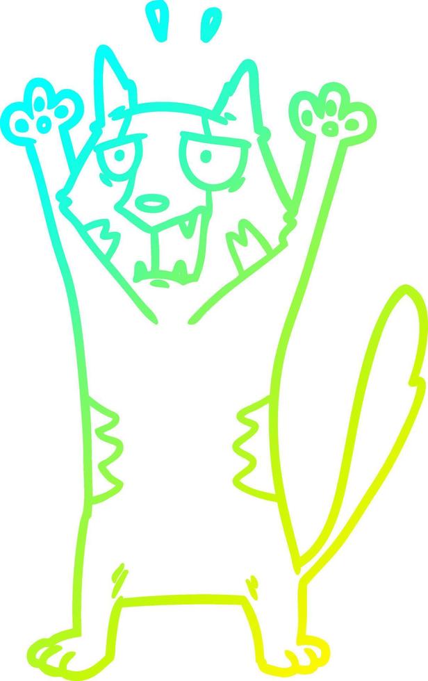 cold gradient line drawing cartoon panicking cat vector