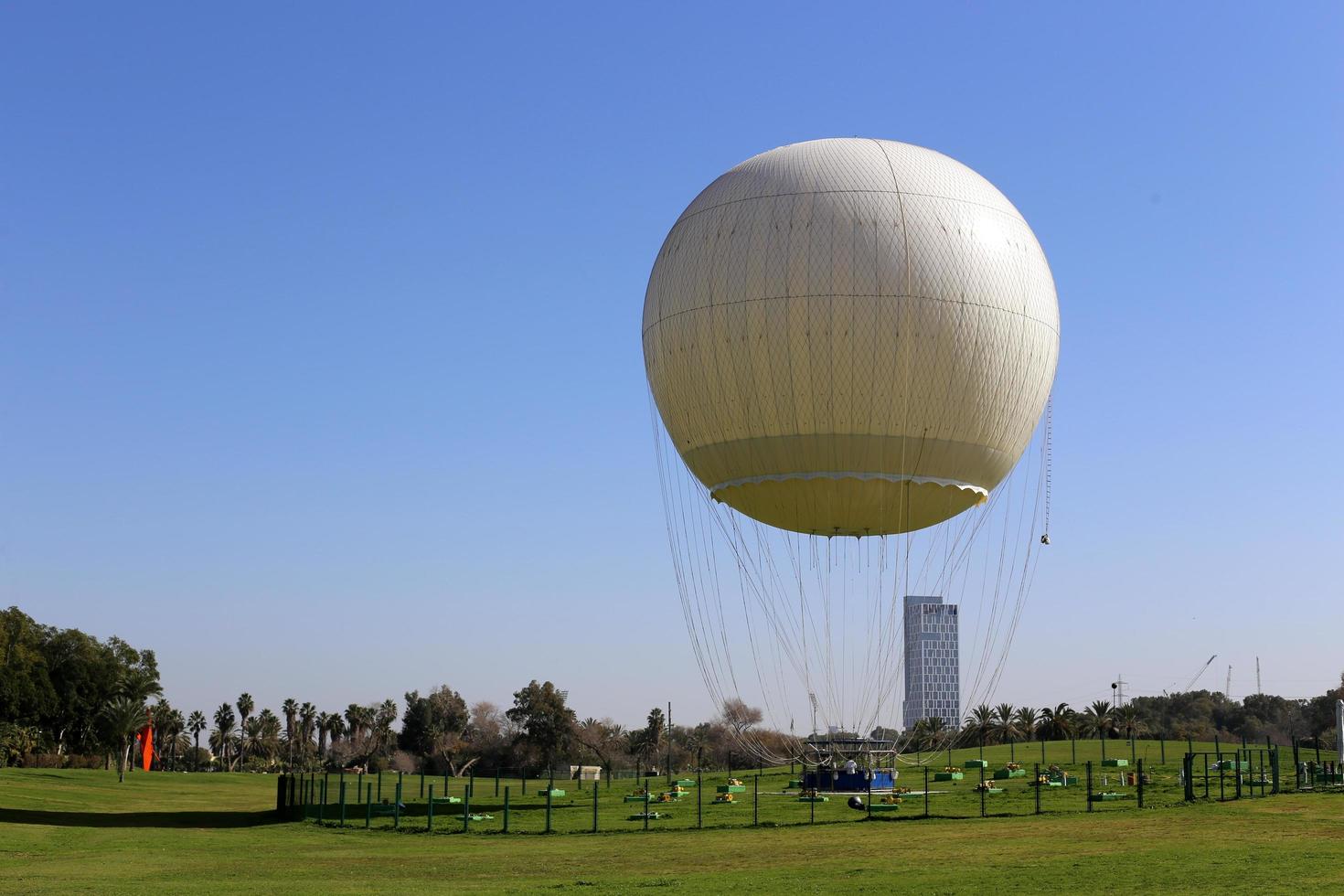 Tel Aviv Israel January 23, 2019 Hot air balloon to rise into the sky and survey the area. photo