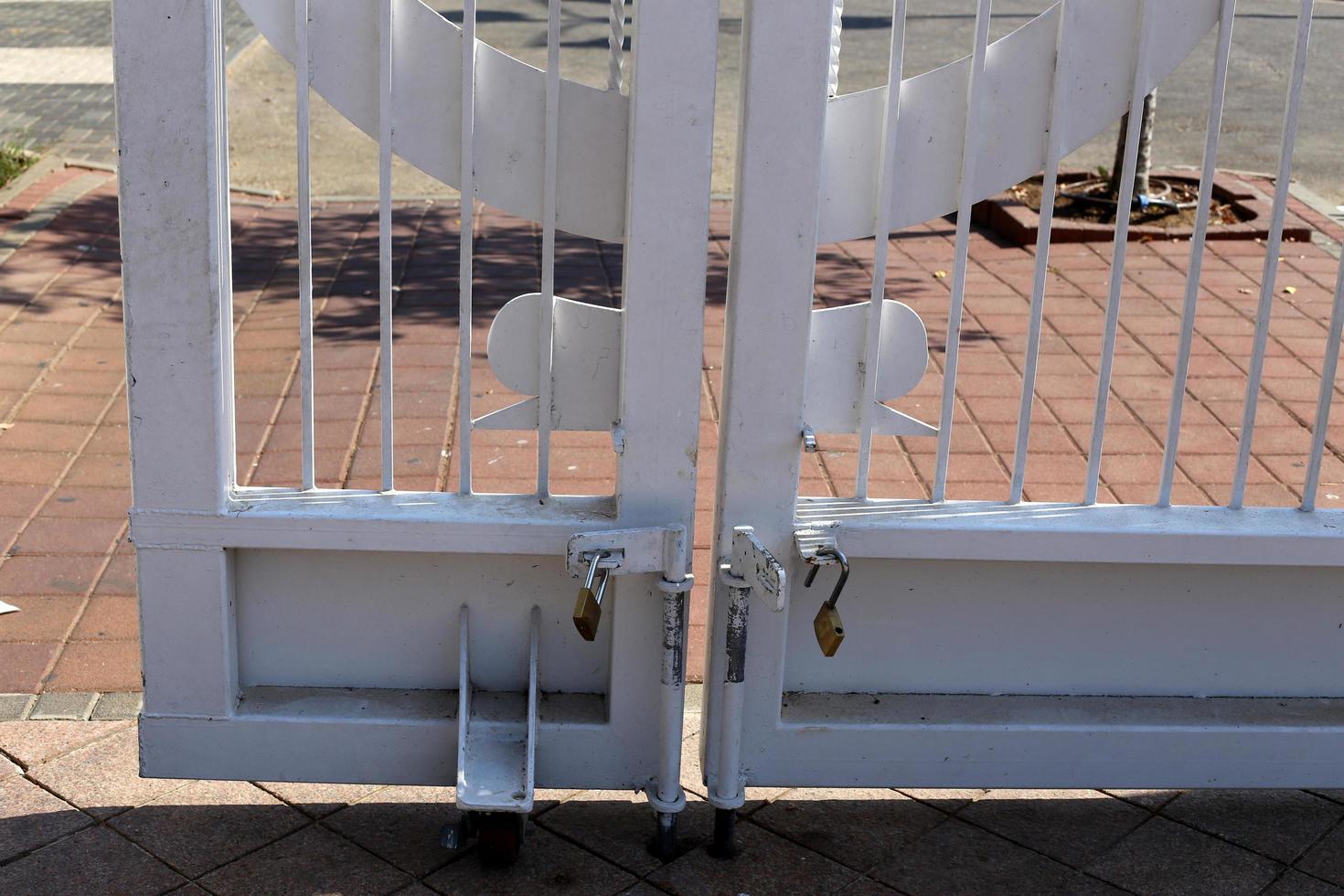 Nahariya Israel August 1, 2019. Fence in a city park on the shores of the Mediterranean Sea. photo