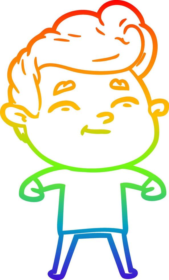 rainbow gradient line drawing happy cartoon man vector
