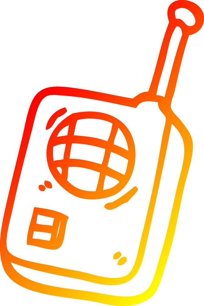 warm gradient line drawing cartoon walkie talkie vector