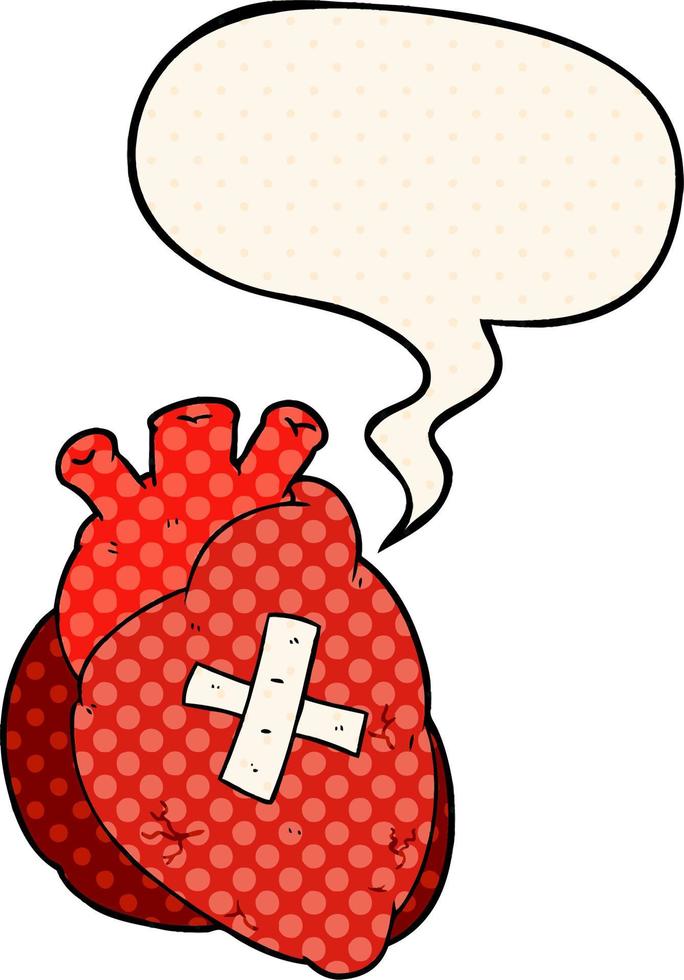 cartoon heart and speech bubble in comic book style vector