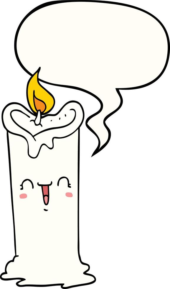 cartoon happy candle and speech bubble vector