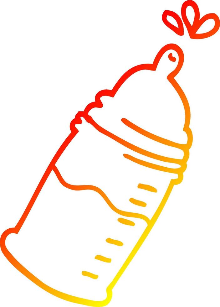 warm gradient line drawing cartoon baby bottle vector