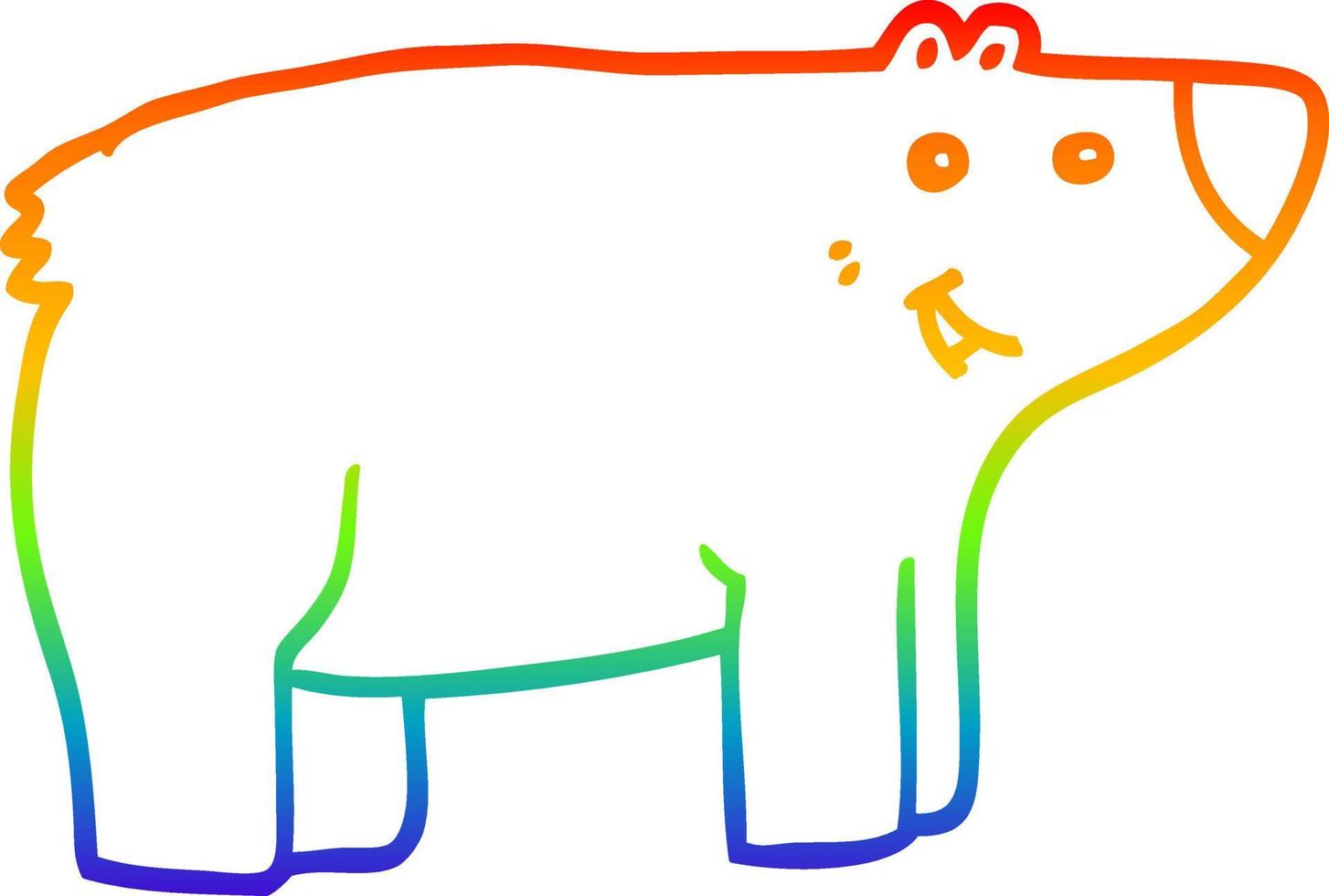 rainbow gradient line drawing cartoon bear vector