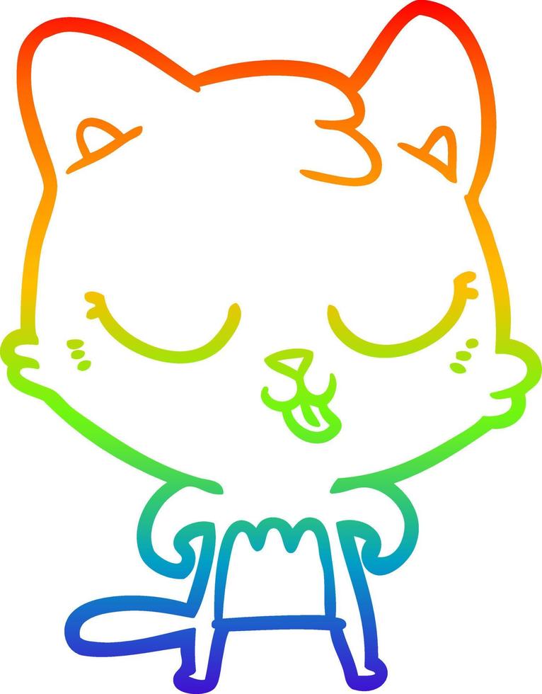 rainbow gradient line drawing cartoon cat vector