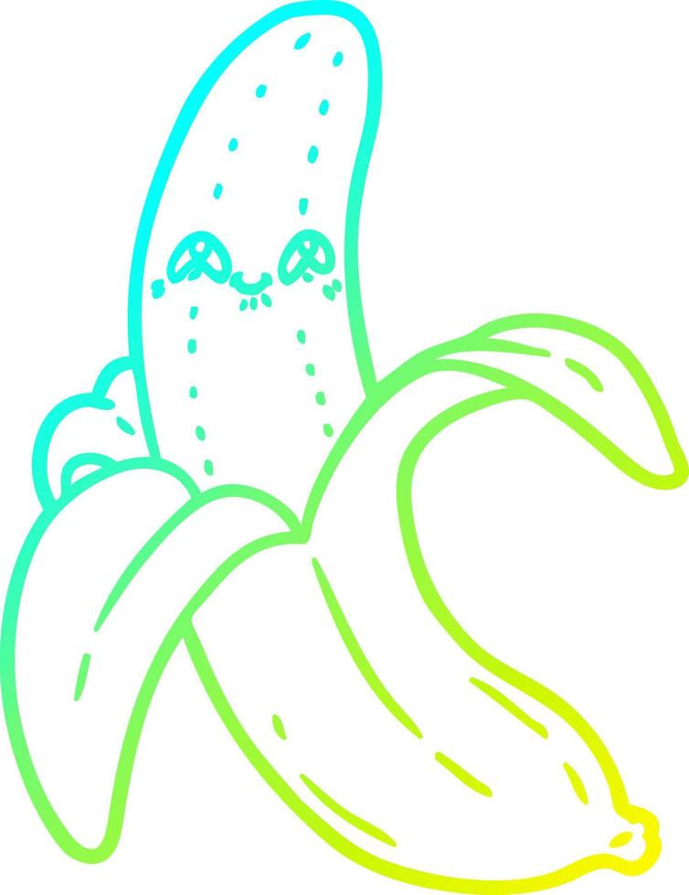 cold gradient line drawing cartoon crazy happy banana vector