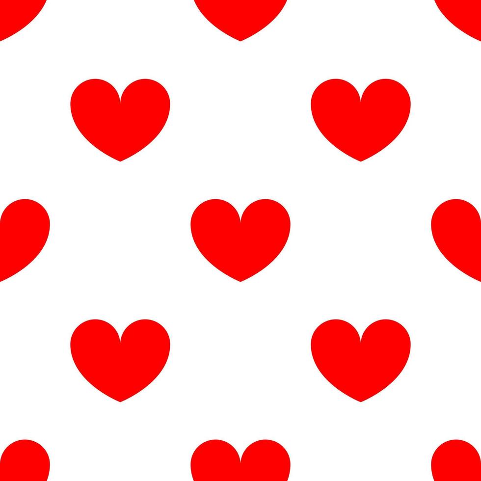 red heart seamless pattern on white background vector