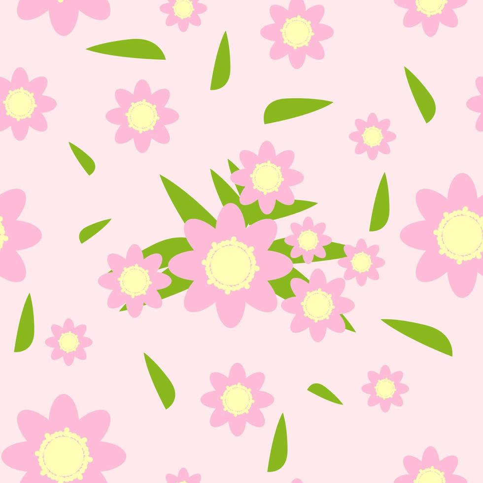 flower seamless pattern on pink background vector