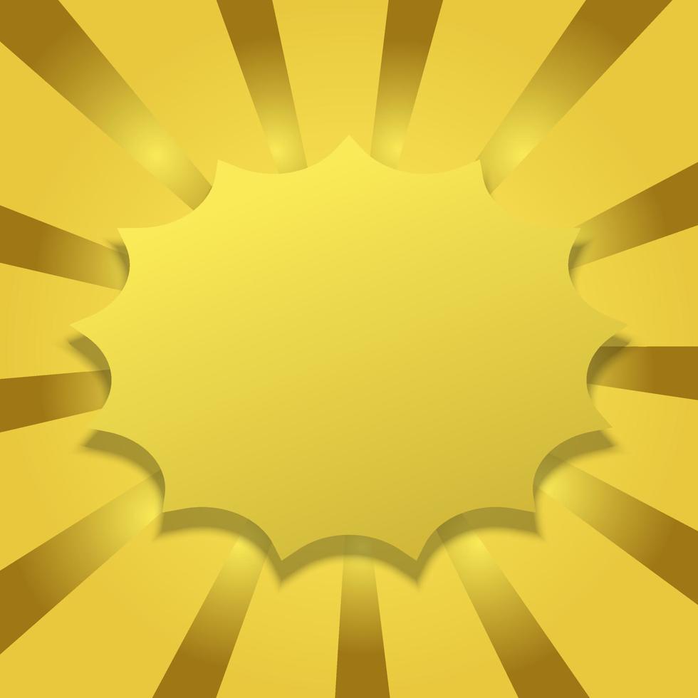 blank golden badge with starburst shape on sunburst pattern background vector