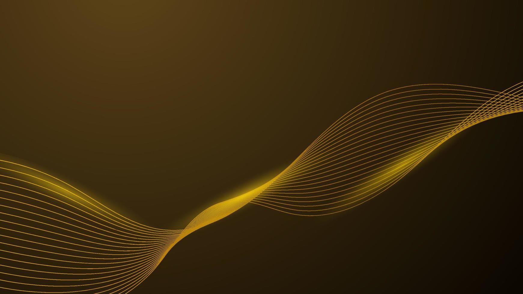 abstract smooth curve line on gold gradient lighting color background vector