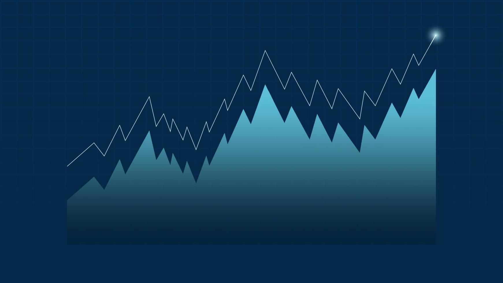 El gráfico muestra el rendimiento empresarial y la eficacia financiera sobre fondo azul oscuro. vector