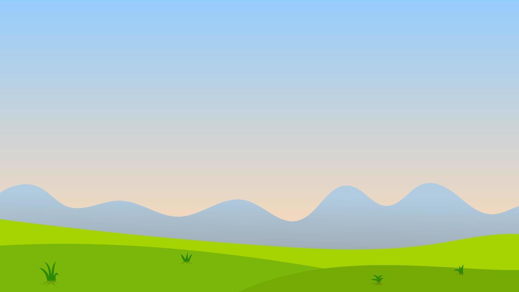 green field and blue sky landscape scene vector