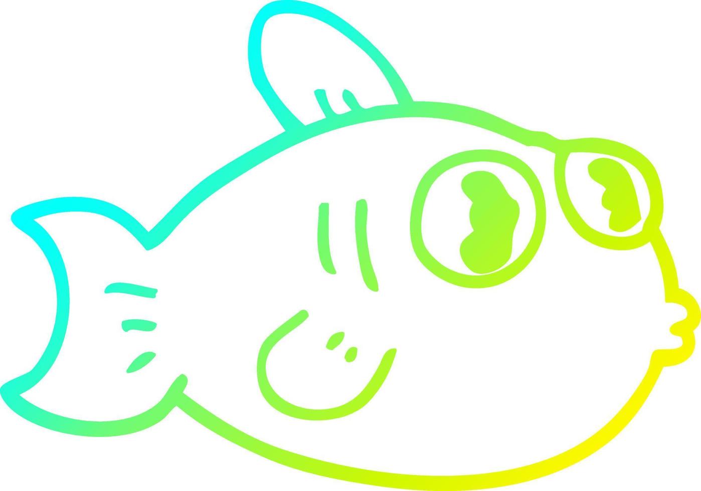 cold gradient line drawing cartoon fish vector