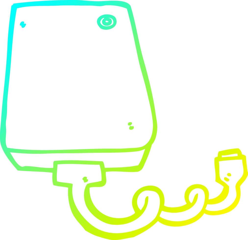 cold gradient line drawing cartoon hard drive vector