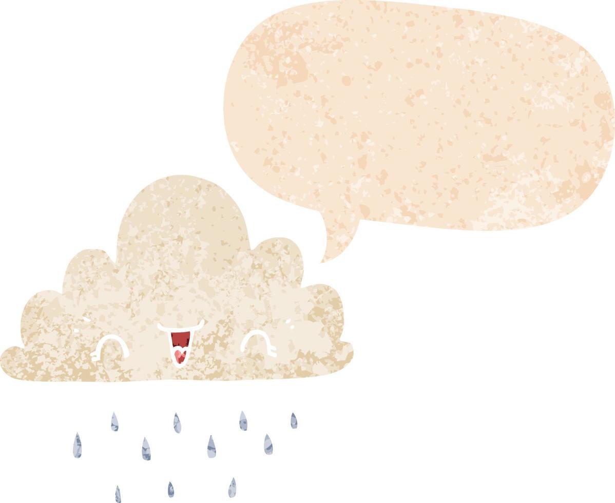 cartoon storm cloud and speech bubble in retro textured style vector