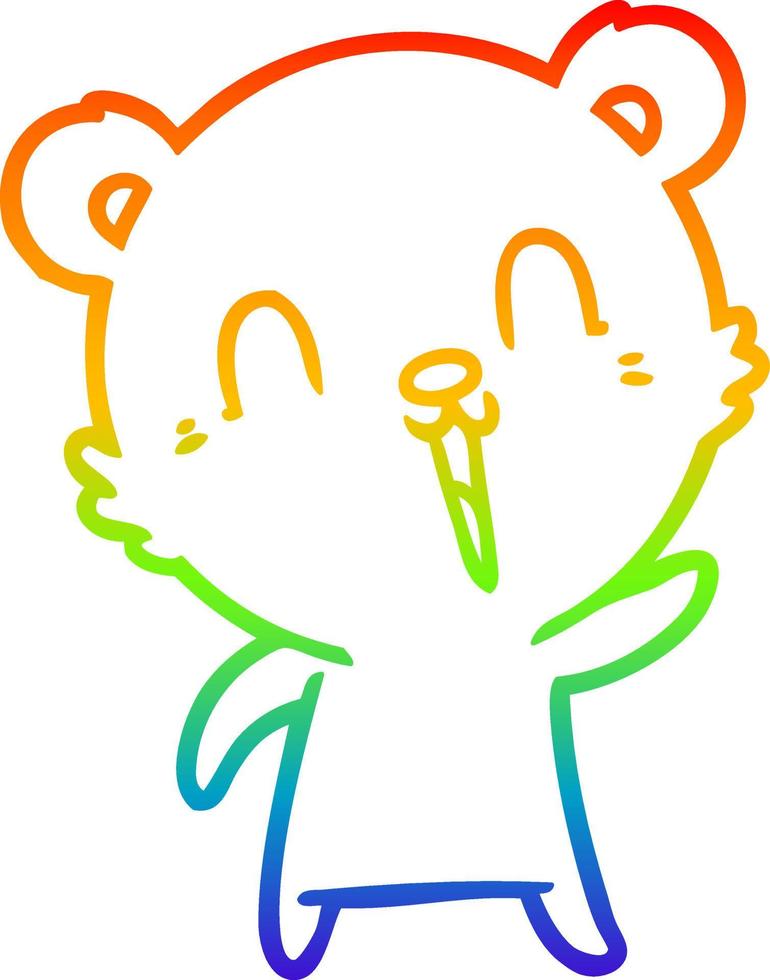 rainbow gradient line drawing happy cartoon bear vector