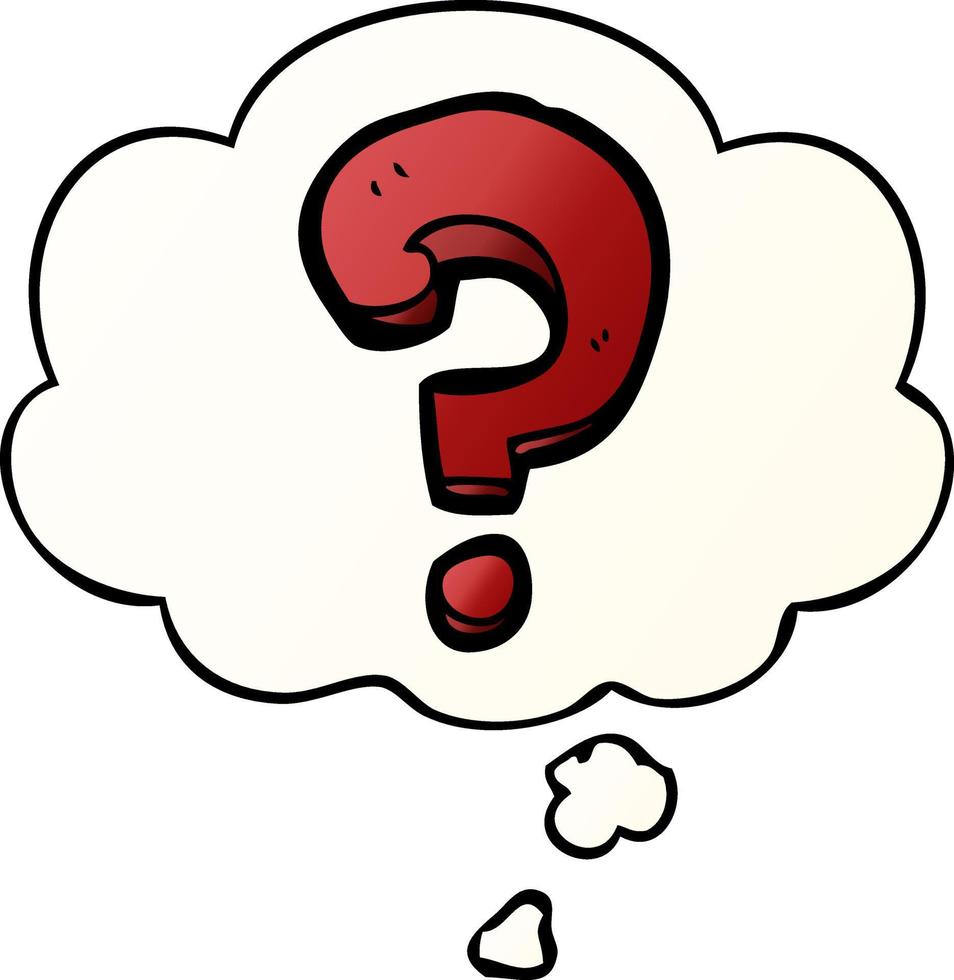 cartoon question mark and thought bubble in smooth gradient style vector