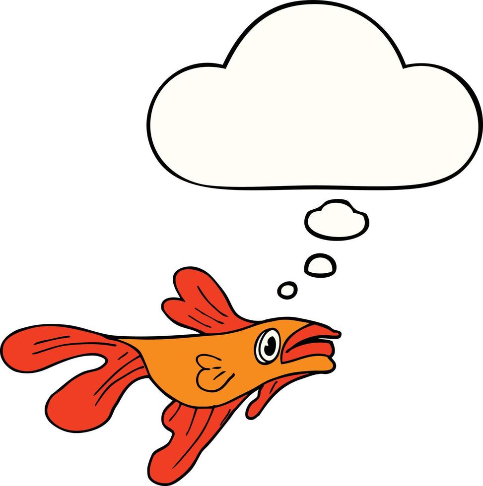 cartoon fighting fish and thought bubble vector