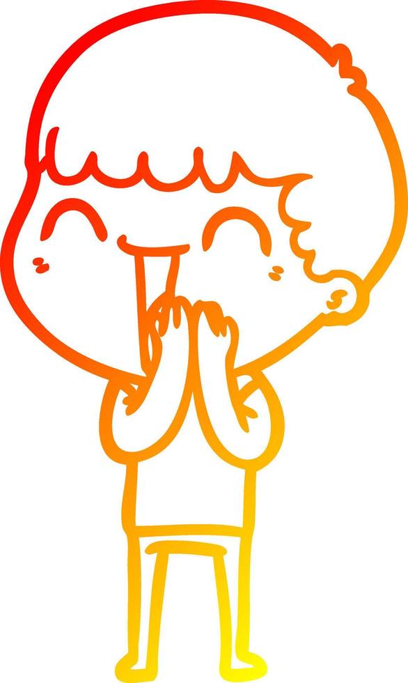 warm gradient line drawing cartoon happy man vector