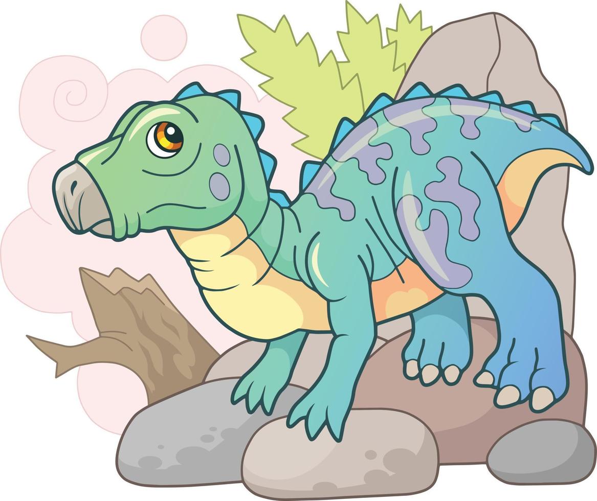 cartoon dinosaur iguanodon vector