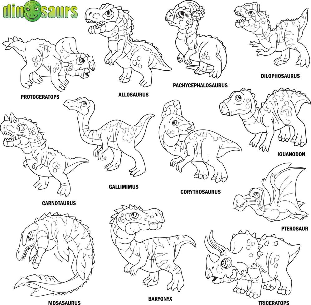 prehistoric dinosaurs set vector
