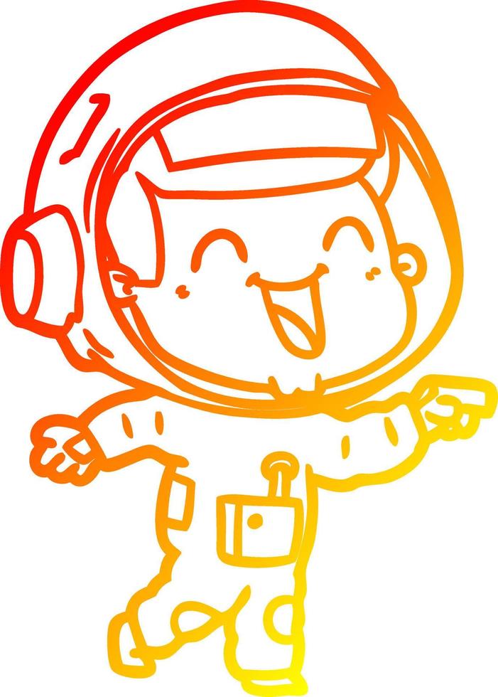 warm gradient line drawing happy cartoon astronaut vector