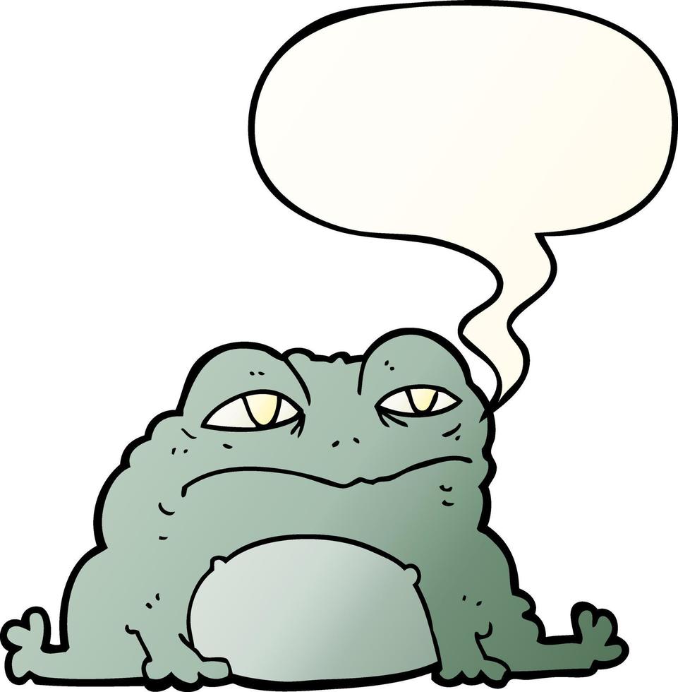 cartoon toad and speech bubble in smooth gradient style vector