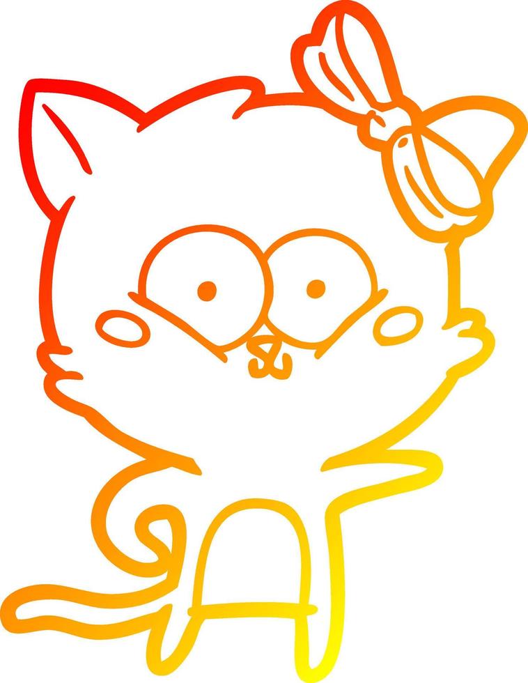warm gradient line drawing cartoon cat vector