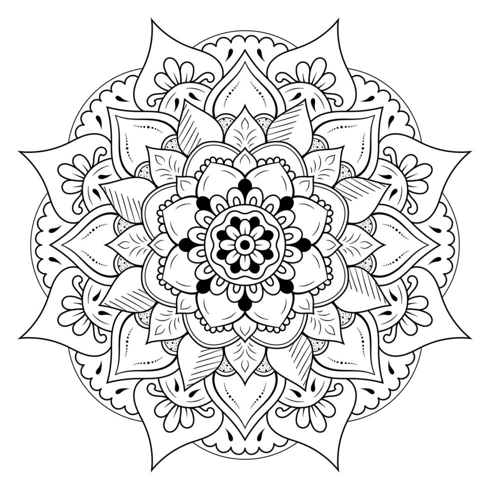 Mandala background Coloring Pages, pattern flower with black color,  concept meditation and relax. vector