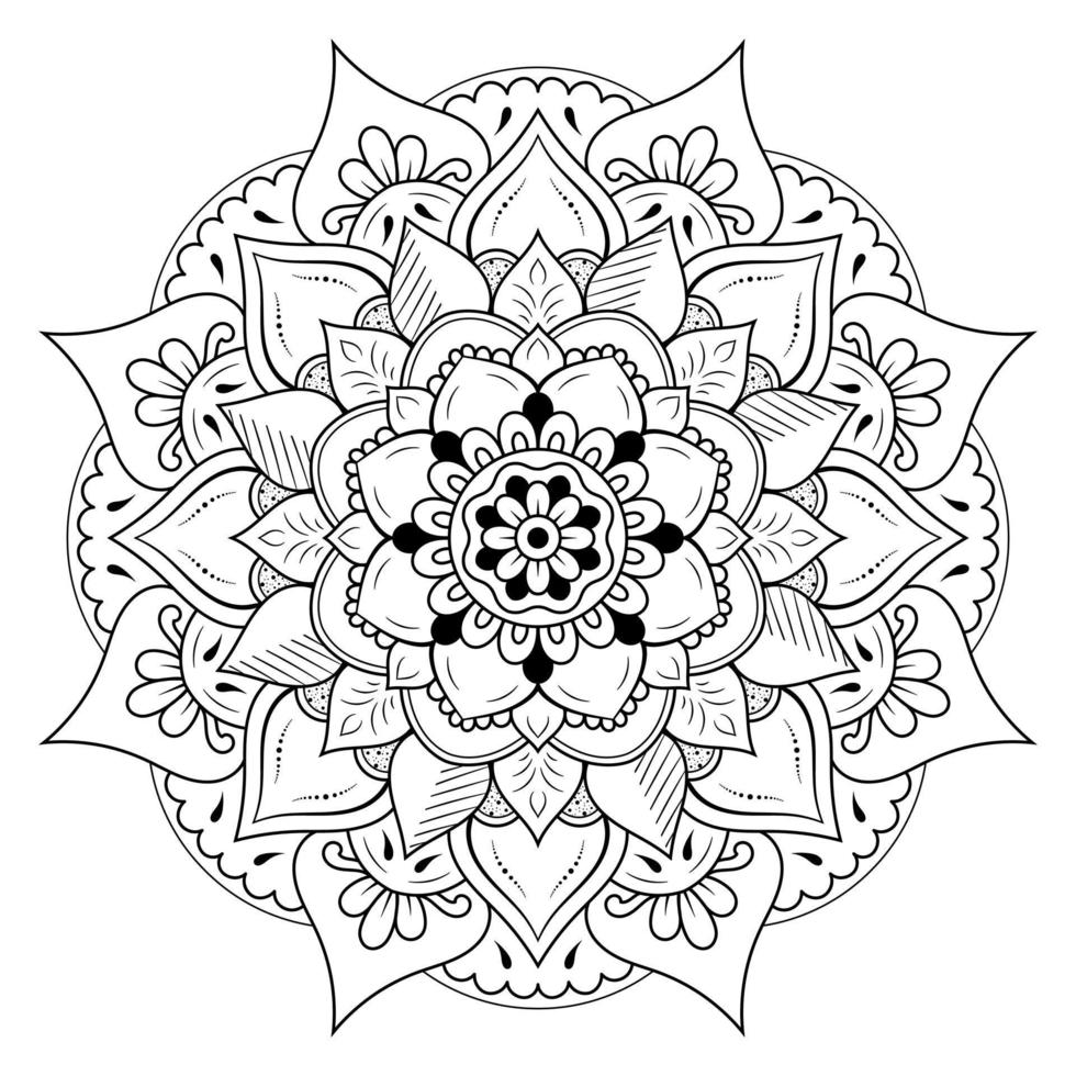 Mandala background Coloring Pages, pattern flower with black color,  concept meditation and relax. vector