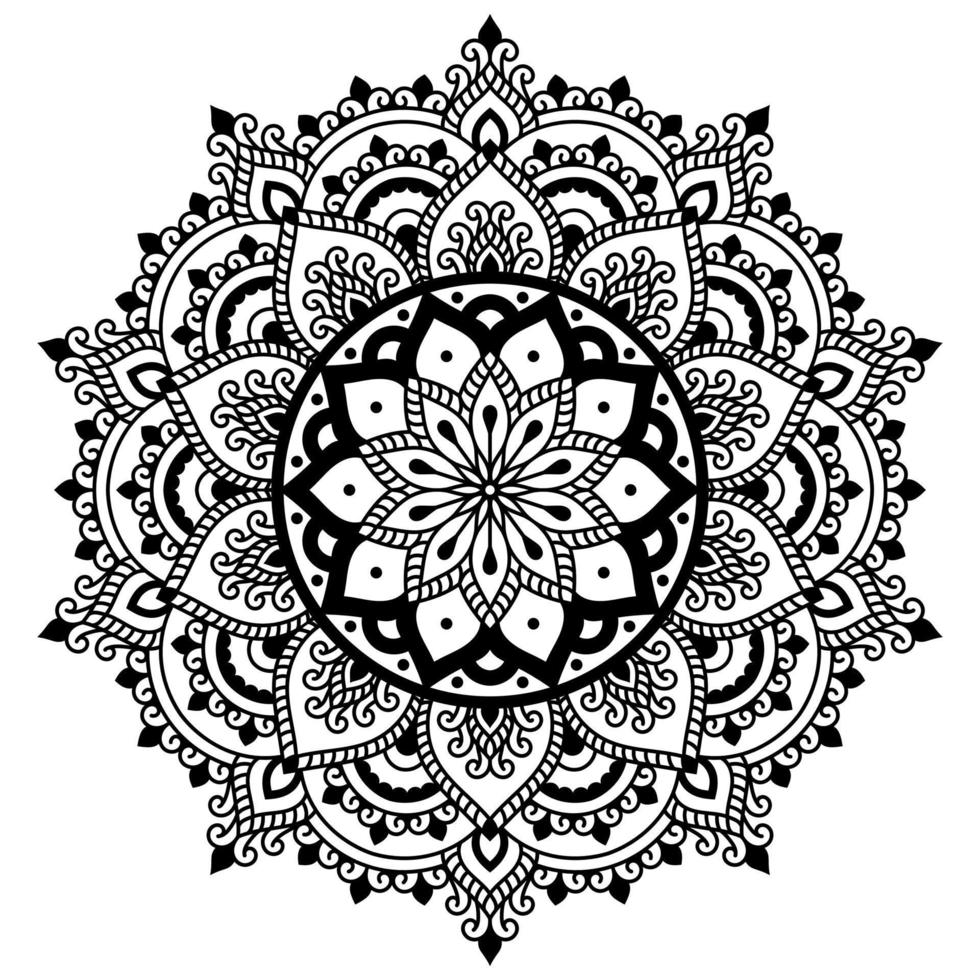 Minimal mandala floral pattern, relax coloring page background. vector