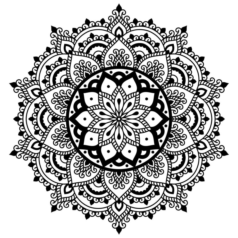 Minimal mandala floral pattern, relax coloring page background. vector