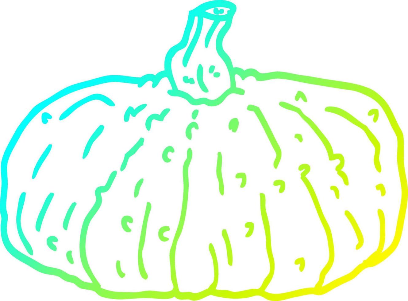 cold gradient line drawing cartoon pumpkin vector