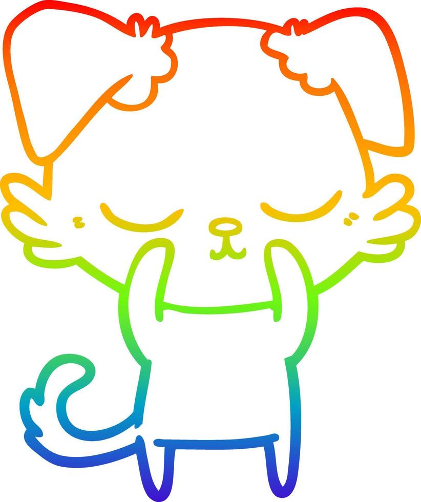 rainbow gradient line drawing cute cartoon dog vector