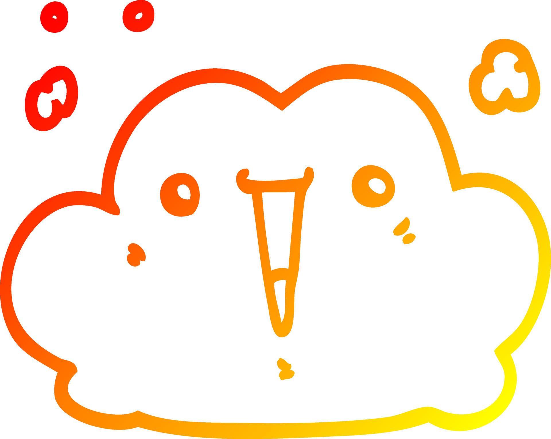 warm gradient line drawing cute cartoon cloud 10613082 Vector Art at 