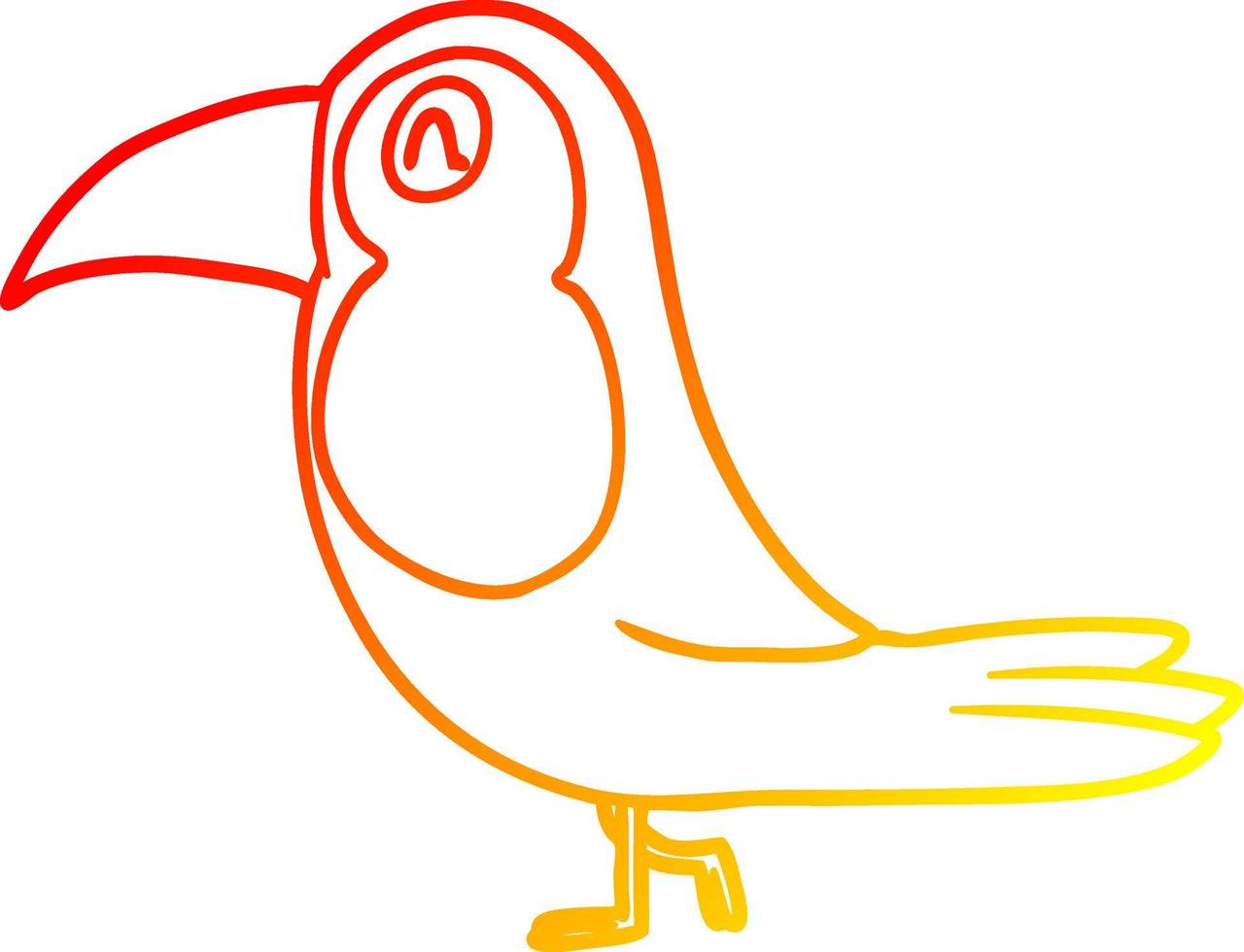 warm gradient line drawing cartoon toucan vector