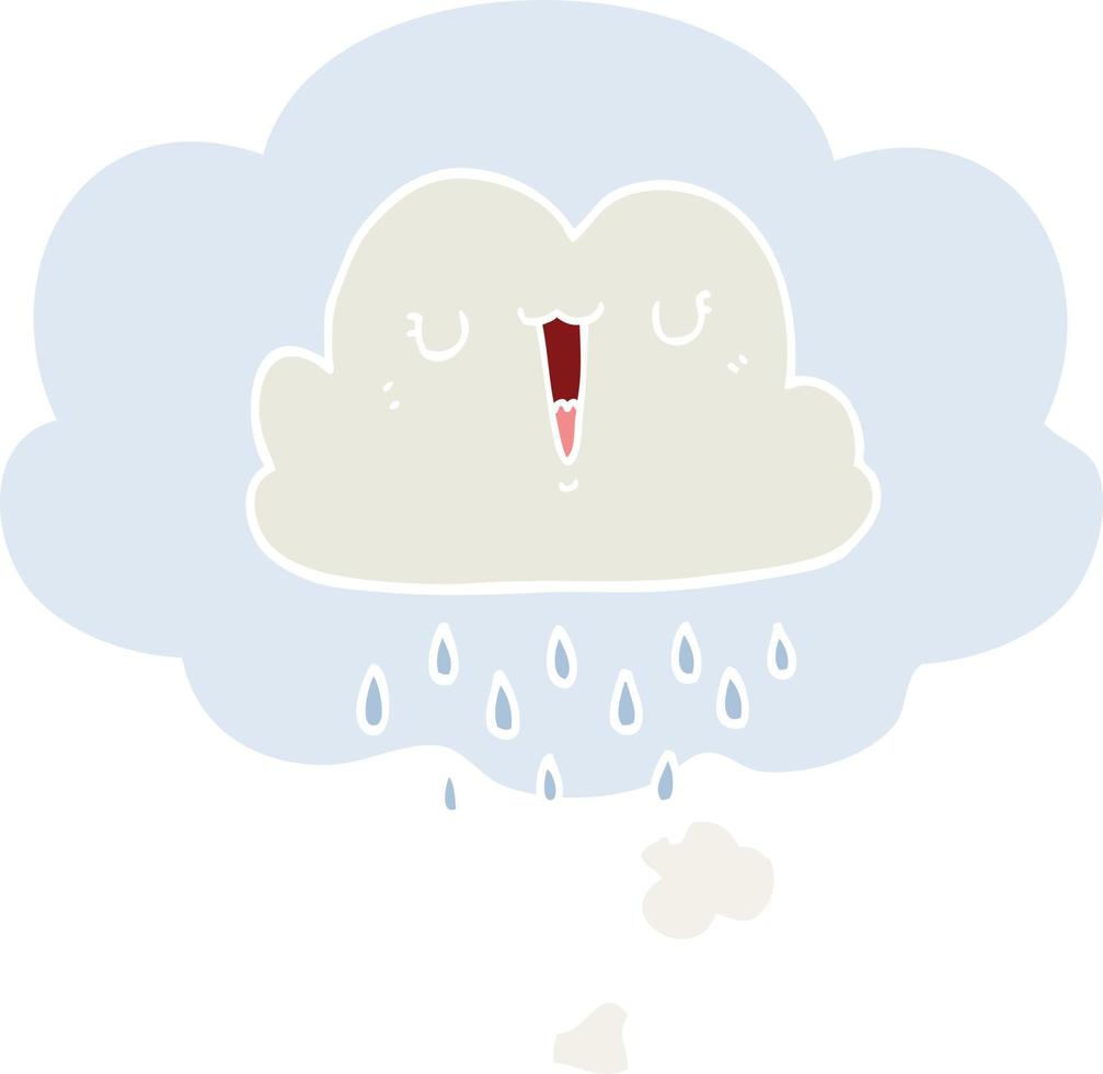 cartoon storm cloud and thought bubble in retro style vector