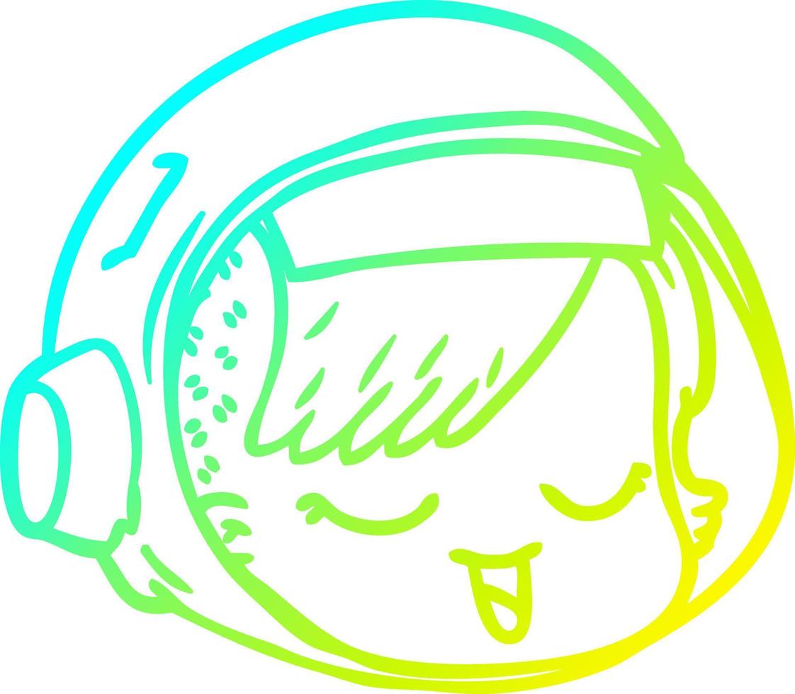 cold gradient line drawing cartoon astronaut face vector
