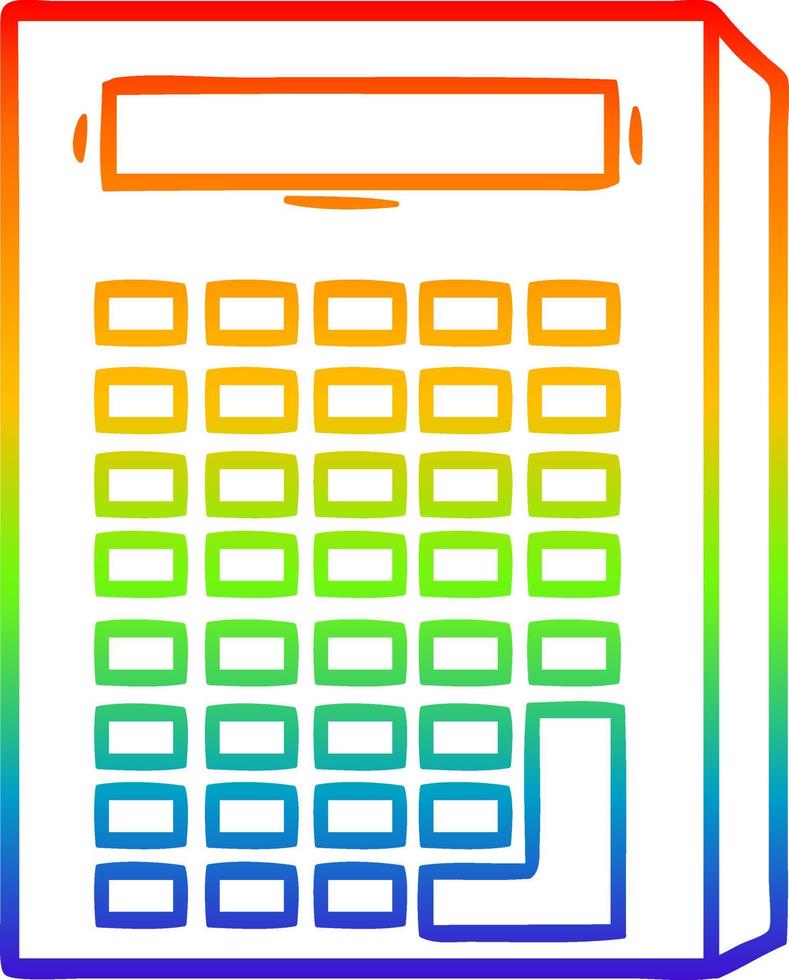 rainbow gradient line drawing cartoon calculator vector