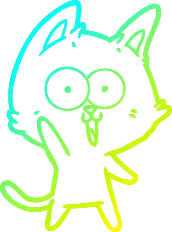 cold gradient line drawing funny cartoon cat vector