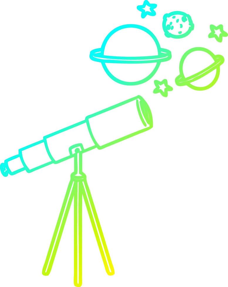 cold gradient line drawing cartoon telescope vector