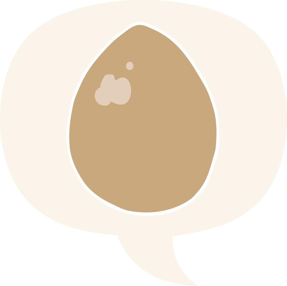 cartoon egg and speech bubble in retro style vector