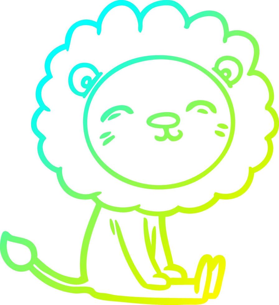 cold gradient line drawing cartoon lion vector