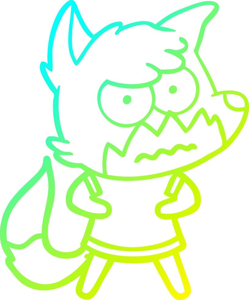 cold gradient line drawing cartoon annoyed fox vector