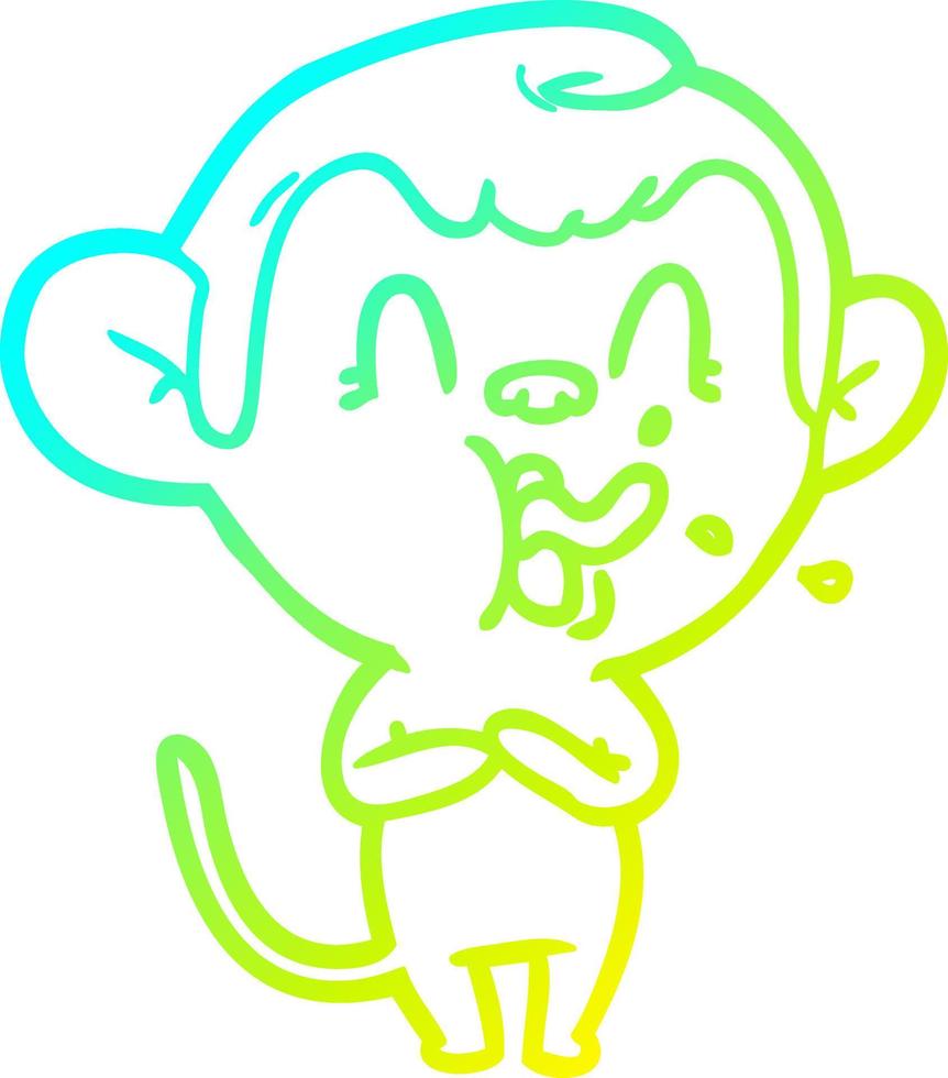 cold gradient line drawing crazy cartoon monkey vector