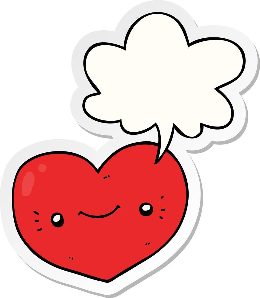 heart cartoon character and speech bubble sticker vector