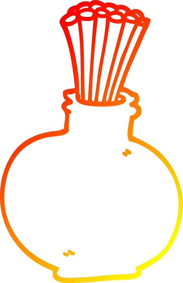 warm gradient line drawing cartoon reeds in vase vector